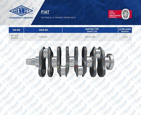 GENMOT GM1022 Krank Mili Fiat Doblo Palio 1.4 8v